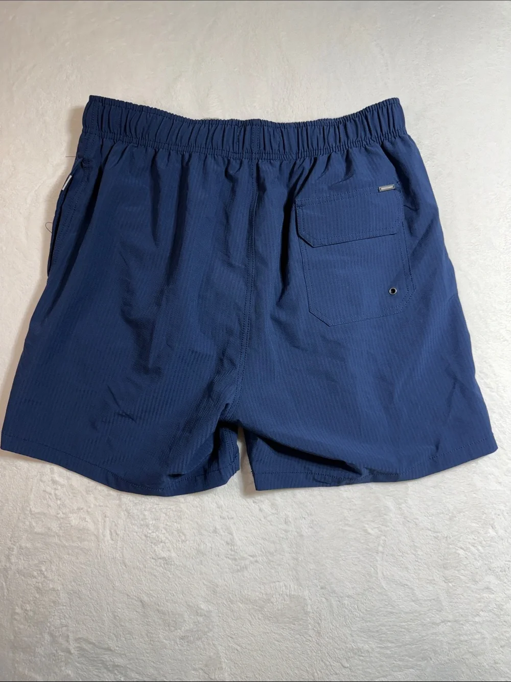 Men's Vintage Summer Navy Quick-Dry Swim Trunks with Drawstring Waist